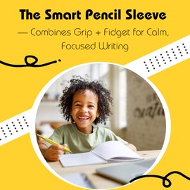 Write Right Learning Pencil Sleeves – Soft Textured Silicone Grip for Handwriting Support and Silent Fidgeting – Sensory-Friendly Tool for Students, Teachers, Therapists, and All Ages – 4 Pack