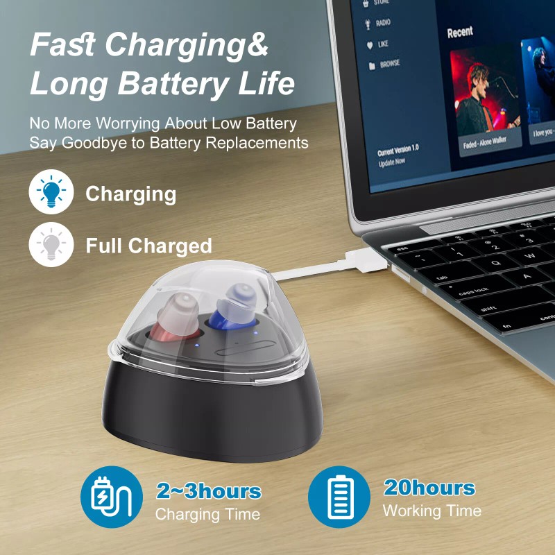 K&FCOPTEE OTC Mini Hearing Aids for Seniors Rechargeable Case Hearing