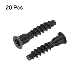 sourcing map 20Pcs M7x40mm Hex Socket Countersunk Head Self Tapping Connecting Screws Carbon Steel Furniture Confirmat Screw, Black