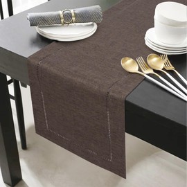 BAZIOE Linen Table Runner Brown Table Runner Washable Modern Table Runner Linen for Kitchen Dining Table Decoration,Restaurant,Christmas Party 13x72Inches