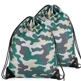 salbsever 2PCS Backpack Draw String Bag Camo Bag Drawstring Lightweight 13.8 × 16.5 Inch Camouflage Waterproof Camo Polyester Pack Party Favor String Bags Sport for Sackpack Gym Camping