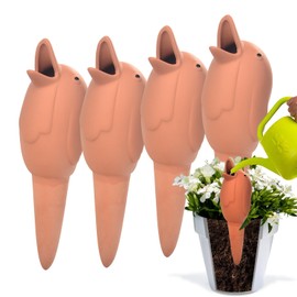 B SEPOR 4 Pack 8oz Decorative Terracotta Birds Self Watering Spikes for Small Indoor Plants Vacation Auto Water Device Stakes(Birds)