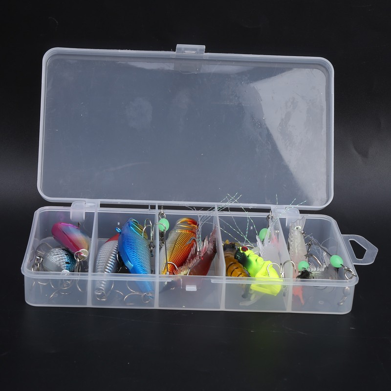 11pcs Fishing Lure Kit Mini Plastic Metal Soft Shrimp Hard