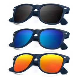 KALIYADI Polarized Sunglasses for Men and Women Matte Finish Sun glasses Color Mirror Lens UV Blocking (3 Pack)