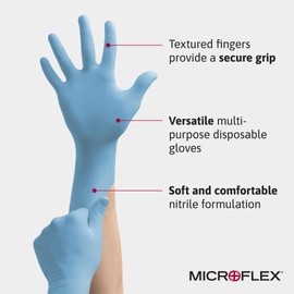 Ansell MICROFLEX N85 Blue Nitrile 4.7 MIL Fully Textured Disposable Glove Size XL Case of 1000