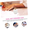 NOLITOY Manicure Ceramic Cork Bottle Nail Lotion Holder Tapered Cups