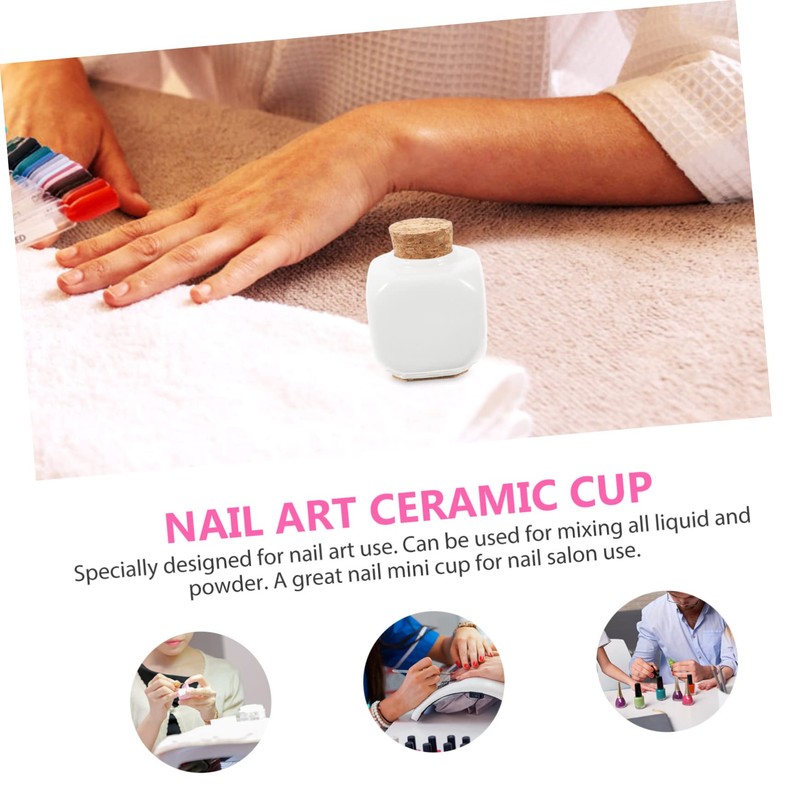 NOLITOY Manicure Ceramic Cork Bottle Nail Lotion Holder Tapered Cups