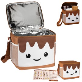 THE S'MORES COMPANY - Smores Caddy, Large Marshmallow Cooler Bag - Smores Kit for Fire Pit & Campfire Accessories, Cute Insulated Collapsible Bag for Picnic, Camping, Glamping, Date Night