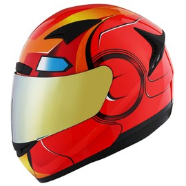 1STORM Motorcycle Bike Full FACE Helmet Booster Iron RED; Size XXL (63-64 CM)