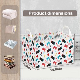 Game Themed Nursery Large Hamper Canvas Laundry, Baby Laundry Hamper Dirty Clothes Organizer Boys Toy Storage Bin Nursery Hamper for Bedroom Bathroom Gamer Room Decor