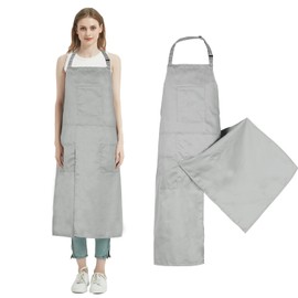MIKI WELL Pottery Split-Leg Make Ceramic Apron, Long Split-Leg Artist Painting Apron with 3 Pockets for Men and Women (Grey)
