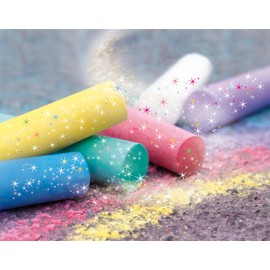 Eberhard Faber 526504 Street Chalks in 6 Bright Colours with Glitter Effect in Cardboard Case for Colourful Painting Fun on Asphalt, Roads and Pavements