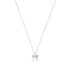 NOELANI 2039648 Women's Necklace with Pendant 925 Sterling Silver 40 + 5 cm Silver Bow Comes in Jewellery Gift Box, Sterling Silver, None