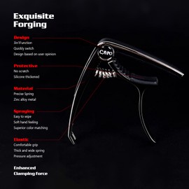 Guitar Capo for for Acoustic Electric Guitar Ukulele - 3 in 1 Guitar Kapo Clip Clamp with Picks Holder(gray)