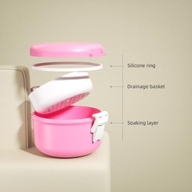 ARGOMAX Braces Box Cleaning Box, Denture Container, Denture Box, Denture Box, Denture Cleaning Case (Pink + White)