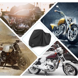 Motorcycle Tarpaulin, Outdoor 210D Waterproof & UV-Resistant Winterproof (XXXL 265 x 105 x 125 cm), Motorcycle Garage - For Motorcycle, Scooter, Moped - Premium Oxford Fabric Tarpaulin