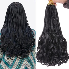 COOKOO 9 Packs French Curl Crochet Braids 14 Inch Natural Black Pre Looped French Curly Braiding Hair for Women Goddess Braids Hair with Curly Wavy Ends Synthetic Hair Extensions 1B#