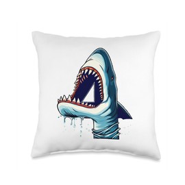 Meg Birthday Tees Co. Turning 4 Year Old Birthday Boy Megalodon 4th Bday Girl Throw Pillow, 16x16, Multicolor