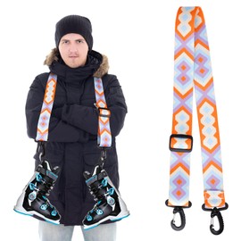Ski Boot Strap, Adjustable Ski Strap with 360° Swivel Buckle, Ski Shoulder Strap, Roller Skate Lead, Ski Accessories for Skiing, Snowboarding (Purple/Blue)