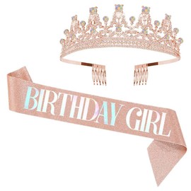 birthday girl rhinestone crown and sash