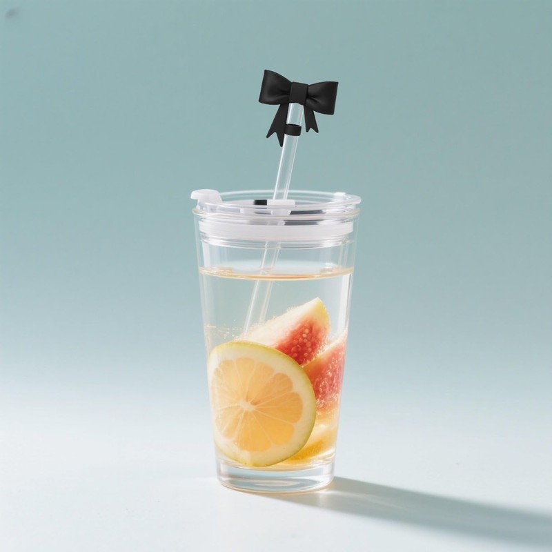 Bow Straw Covers Cap Compatible for Starbucks Cup Silicone Straw