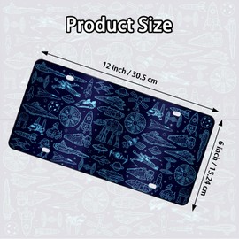 Astronomy Front License Plate, Space License Plate Decor for Men, Aluminum Decorative License Plates, Novelty Vanity Tag, Car Decor Accessory with 4 Holes, 6×12 inch Custom Car License