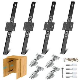 Sliding Hidden Door Track, Pocket Door Hardware, Smooth Gliding Pocket Door Slides with Hinges for Cabinet and Recessed Doors (20IN, Set, 2)