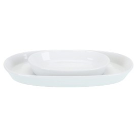 BIA Cordon Bleu Lido Porcelain Assorted Oval Platters, Set of 2, Medium 12" x 8", Large 12" x 3.75", Oven to Table, White