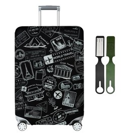 ZANZER Suitcase Cover Protector with Luggage Tag for 26-32 Inch, Elastic Dust Luggage Cover for Suitcase, Washable Thickened Anti-Scratch Travel Accessories (Black tag, (Fit 29-32 inch) XL)