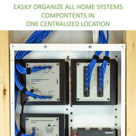 Legrand - OnQ 20 Inch Cable Management, In-Wall 20-Gauge Media Box, Structured Wiring Enclosure with 2.5 Inch Openings for Wires, Glossy White, EN2000