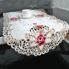 Sobeta Embroidered Table Cover,White Oval Lace Tablecloth Doily Embroidered Floral