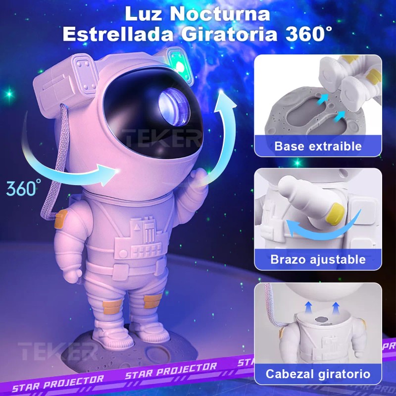 Teker Proyector De Estrella Galaxia Astronauta Lampara De Noche