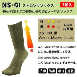 Guts-Man NS-01 Strong Socks, Set of 3 Pairs, Durable, Round Toe, For 25-mile (40 km) Marches, Training, Climbing, Self-Defense Force, Father’s Day Gift, black (black 19-3911tcx), 23-25