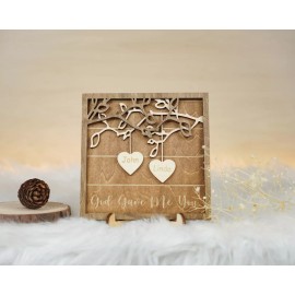 Hnadmade Christmas Wooden Frame with Decision Coin Romantic Anniversary Gift for Lovers