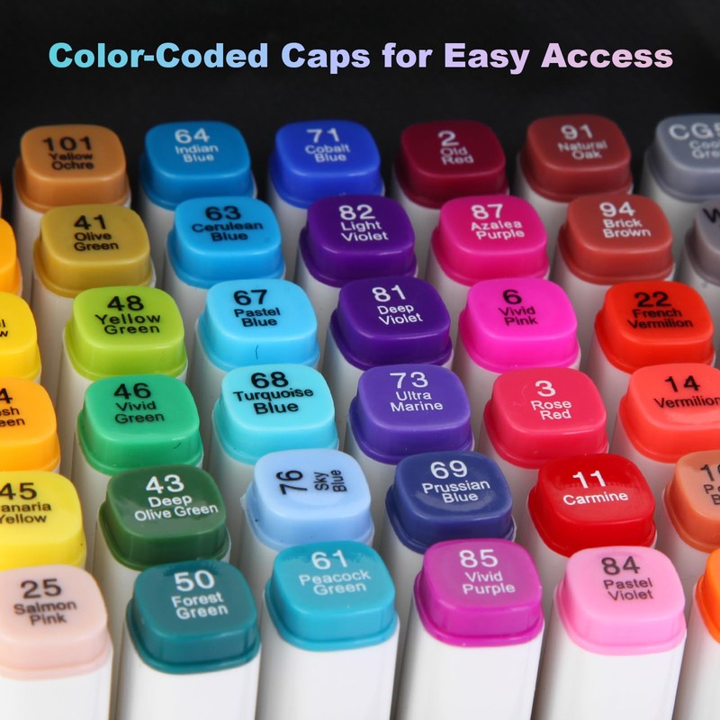 Kebuye Alcohol Marker 48 Colours, Alcohol Marker Pens Set, Twin