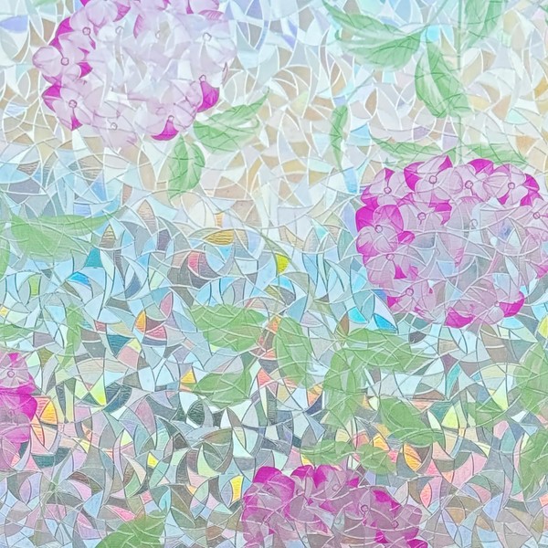 No Glue Window Film Hydrangea Flower Privacy Stained Glass Sliding