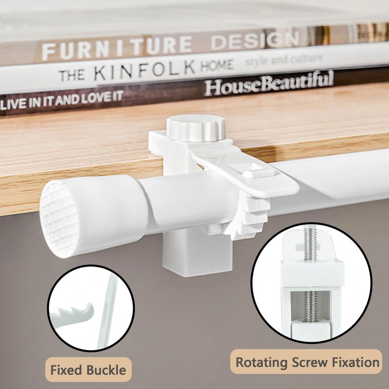 VOOSFSIE 2PCS No Drill Curtain Rod Brackets, Curtain Pole Brackets,