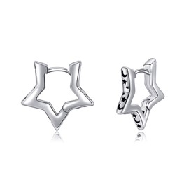 DAYLINLOVE Star Earrings 925 Sterling Silver Moon Star Hoop Earrings Heavenly Jewellery Gift for Women Girls Women Mother Star Lovers, Sterling Silver, No Gemstone