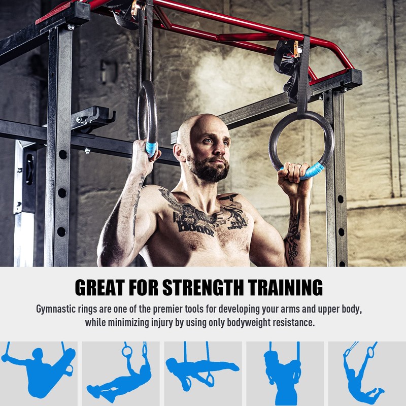 ZELUS Gymnastic Rings, Exercise Olympic Rings with Adjustable Straps, Steel