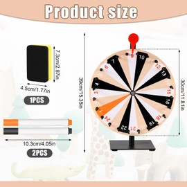 NQEUEPN 12 Inch Spinning Prize Wheel, 24 Slots Tabletop Prize Wheel Spinner with Stand Roulette Wheel with Dry Erase & Markers for Carnivals, Trade Shows, Holiday Activities, Spin Game