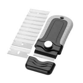 Bates- Razor Blade Scraper, Grey, Locking Razor Scraper Set with 10 Extra Stainless Steel Blades, Window Scraper, Scraper Tool, Glass Scraper, Scraper Blades, Paint Scraper Blade Scraper for Cleaning