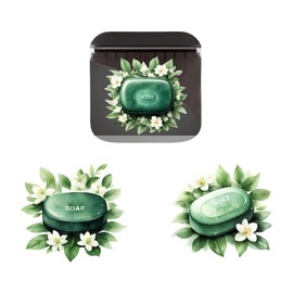 Soap Dish Holder with Lid Soap Box for Shower Bathroom Bathtub Waterproof Dustproof No Drilling Adhesive Include Green