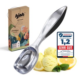 kjøk Premium ice cream scoop made of zinc alloy in matt chrome - ice cream scoop for ice cream - ice cream scoop for ice cream - scoop for dough, melons, rice or even meatballs