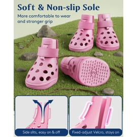Dog Shoes for Hot Pavement, Breathable Dog Boots Paw Protectors with Adjustable Straps & Non-Slip Sole, Easy On & Off, Waterproof, Easy-Clean Outdoor Dog Booties for Beach Snow (Skin Pink, M)