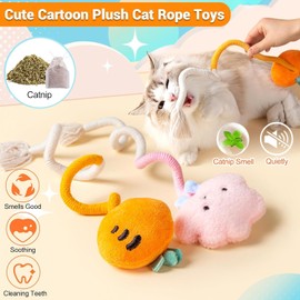 Speedy Panther Cat Chew Rope – 3 Pack Plush Toys with Rope, Bite Resistant Catnip Rope Toys for Indoor Cats & Kittens | Teeth Cleaning | Stress Relief