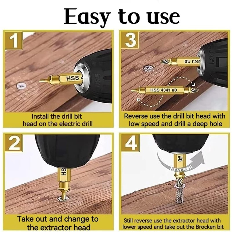 Stripped Screw Extractor-Set Damaged Screw-Extractor - Broken Screw Remover Tools