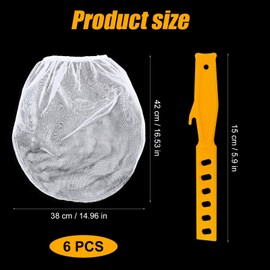 Pack of 6 Colour Filter Bags, 2 Gallons, White Bucket Strainer with Plastic Spatula, Colour Strainer with Elastic Opening Top Filter Bags for Paint and Liquids, with Fine Mesh for Paint Gardening