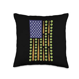 Softball Bat Ball American Flag Cool Sports Lover Gifts Throw Pillow
