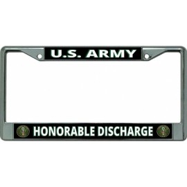 army honorable discharge military seal logo chrome license plate frame usa made