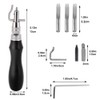 Leather Groover Tool(Black), 7 in 1 Pro Adjustable Stitching Groover
